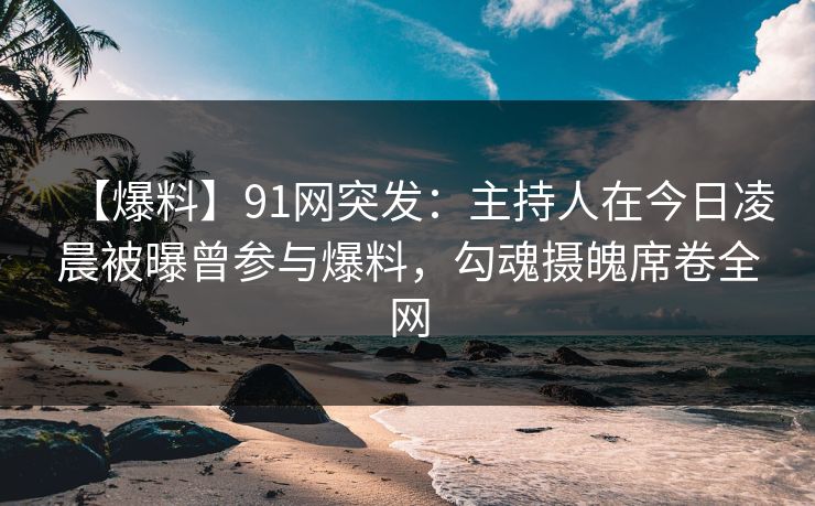 【爆料】91网突发：主持人在今日凌晨被曝曾参与爆料，勾魂摄魄席卷全网