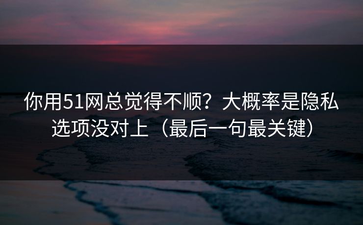 你用51网总觉得不顺？大概率是隐私选项没对上（最后一句最关键）