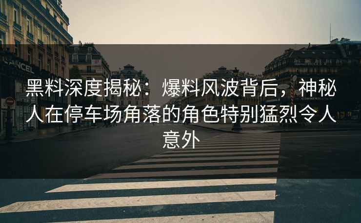 黑料深度揭秘:爆料风波背后,神秘人在停车场角落的角色特别猛烈令人意外 黑料深度揭秘:爆料风波背后,神秘人在停车场角落的角色特别猛烈令人意外