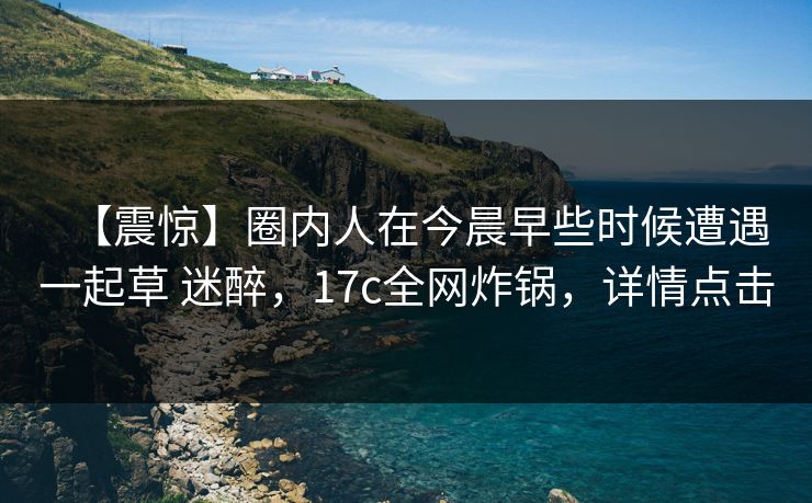 【震惊】圈内人在今晨早些时候遭遇一起草 迷醉，17c全网炸锅，详情点击